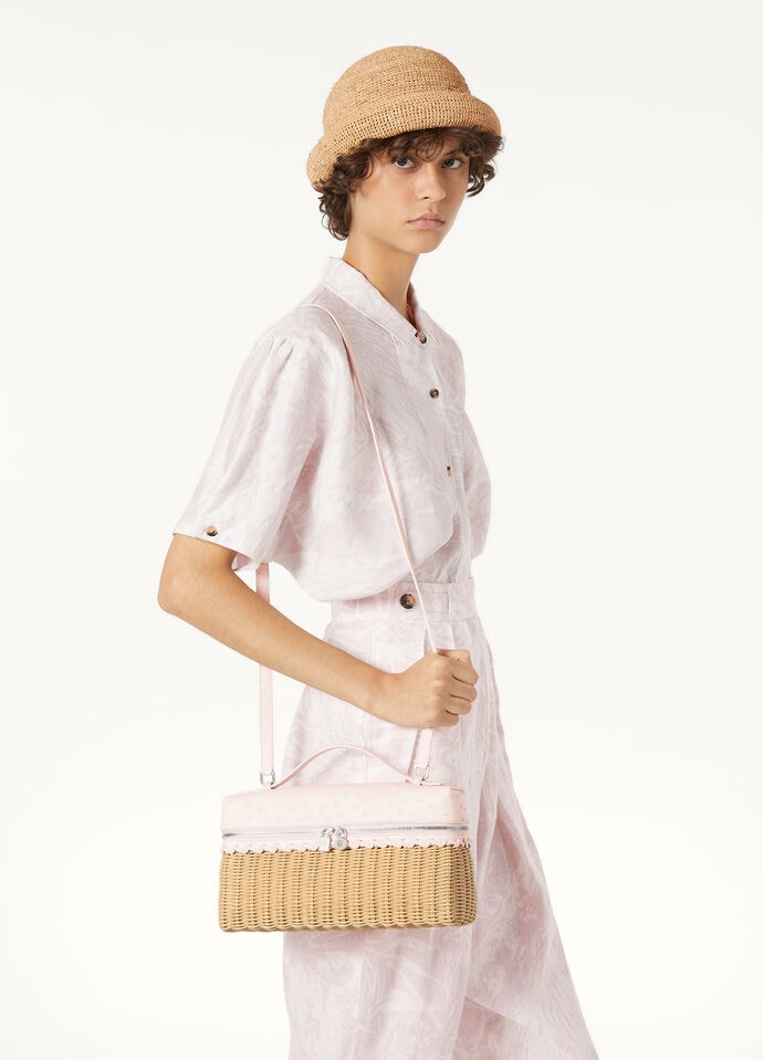 Extra Pocket L27 wicker Rattan Malt-Whisper Pink/Antique Silver