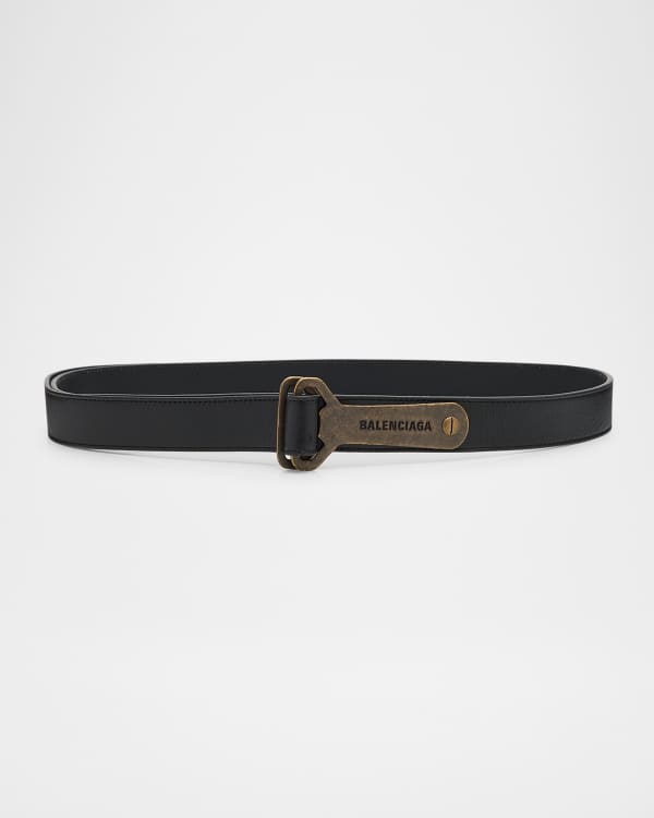 Balenciaga Men's Classic B-Buckle Leather Belt | Neiman Marcus