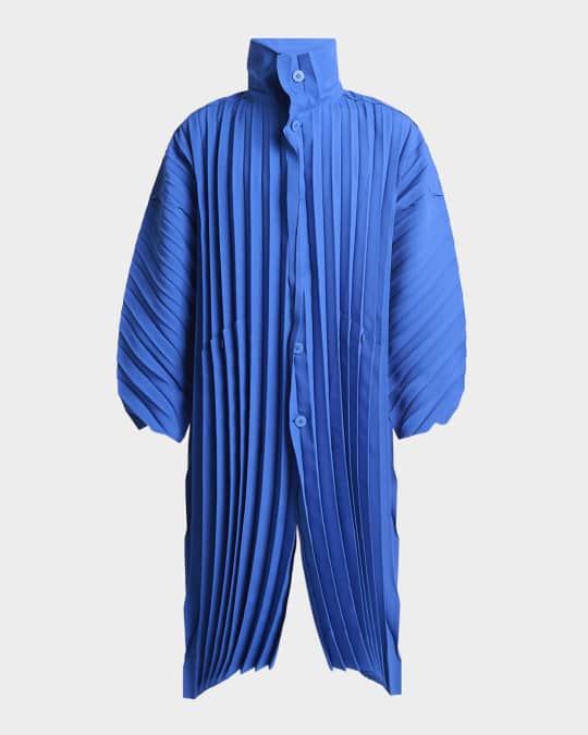 Homme Plisse Issey Miyake Men's Pleated Edge Coat | Neiman Marcus