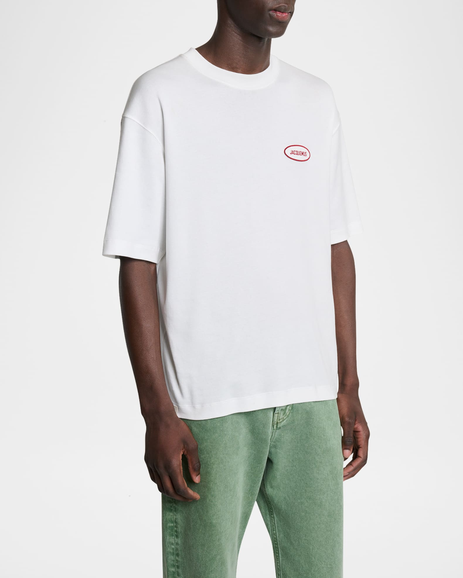 Jacquemus Men's Stazione Logo Patch T-Shirt | Neiman Marcus