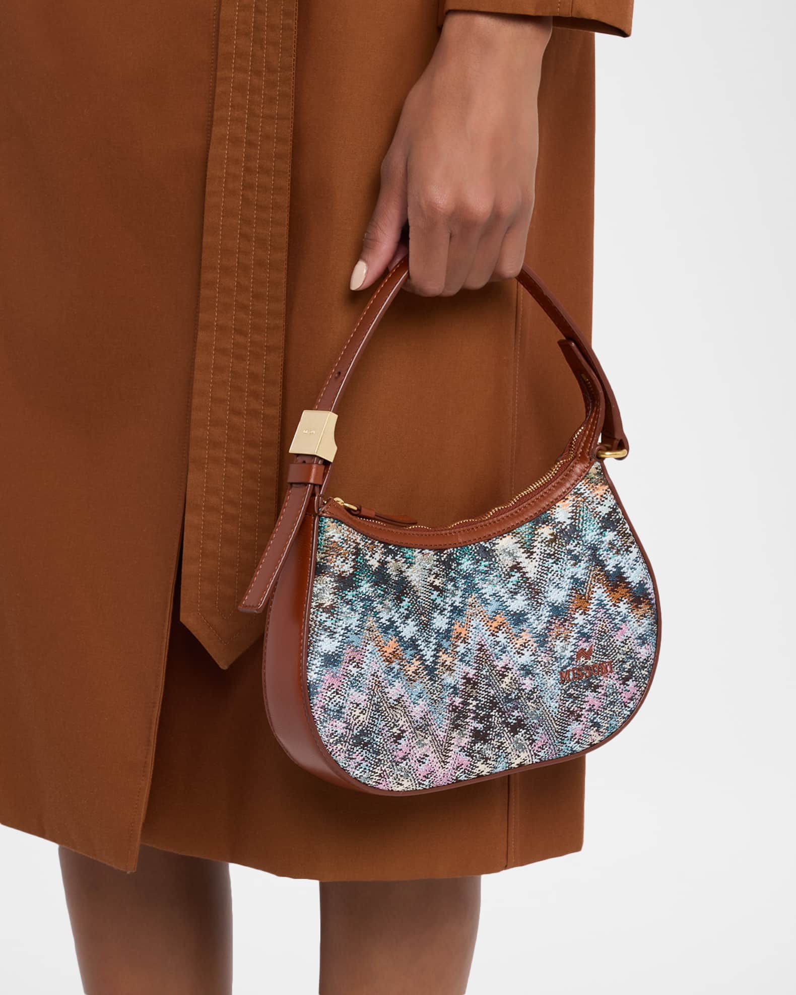 Missoni Mini Zigzag Cotton Canvas Hobo Shoulder Bag | Neiman Marcus