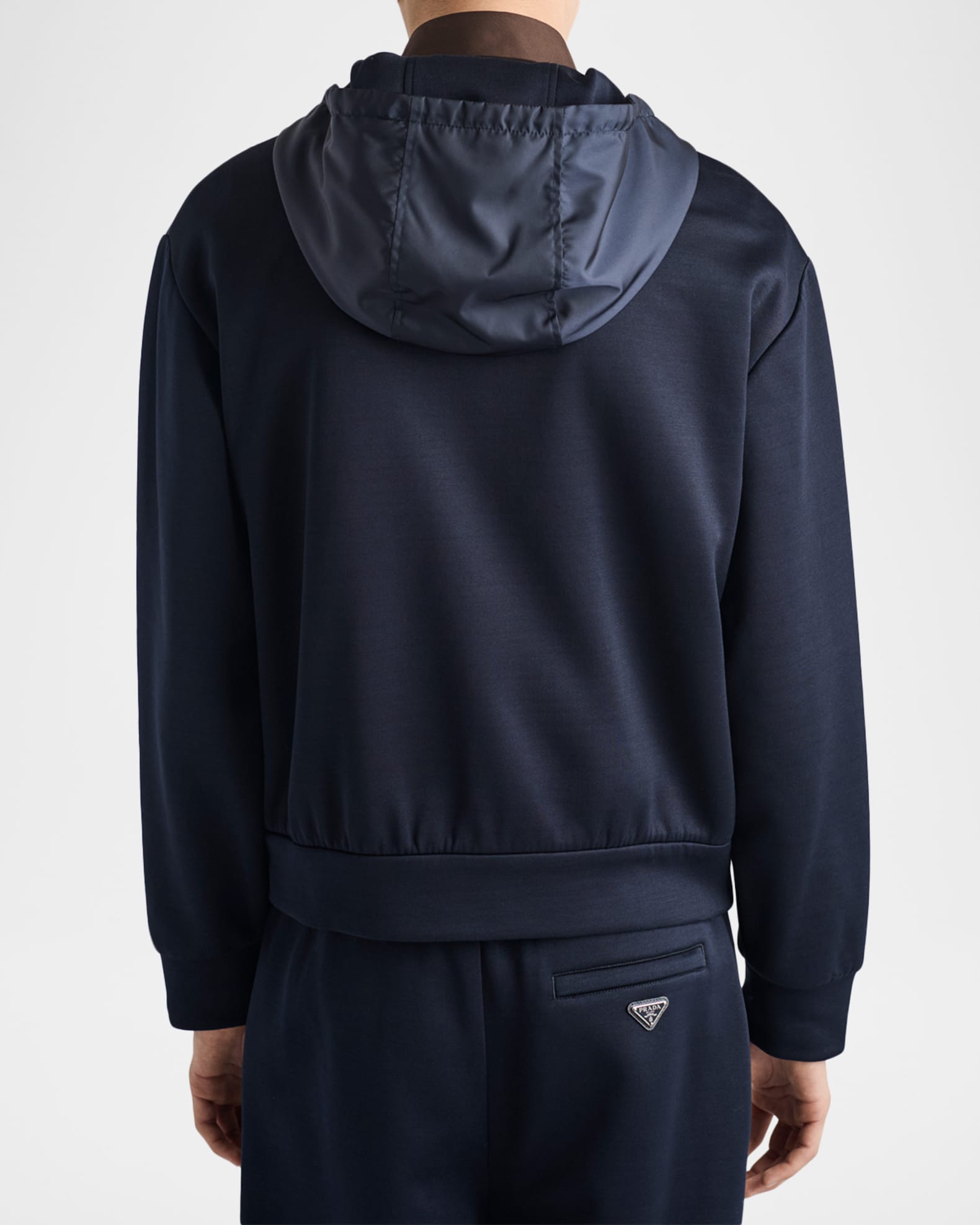 Prada Men's Technical Cotton and Re-Nylon Hoodie | Neiman Marcus