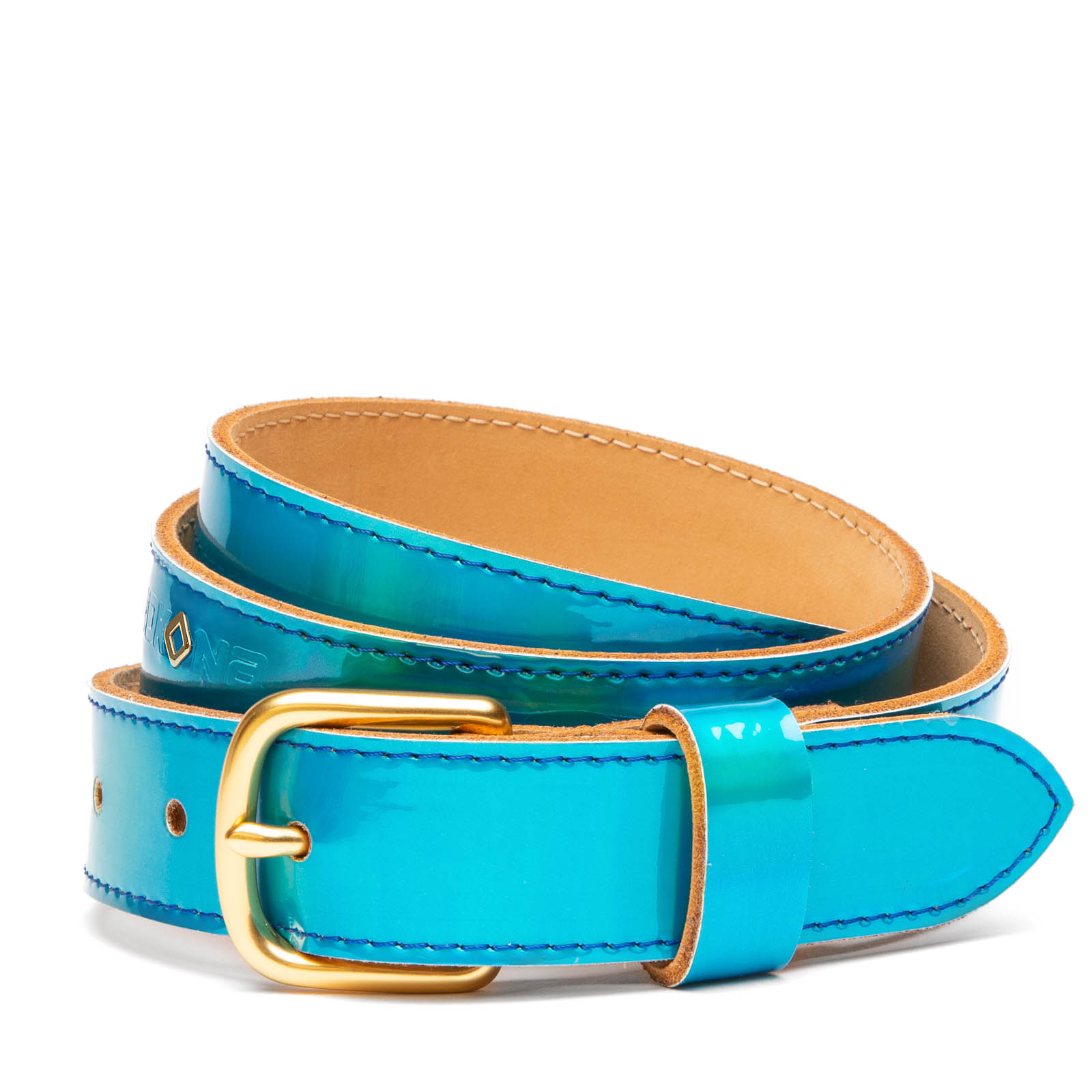 Solid Iridescent Teal Patent Leather Belt - Nokona Ballgloves