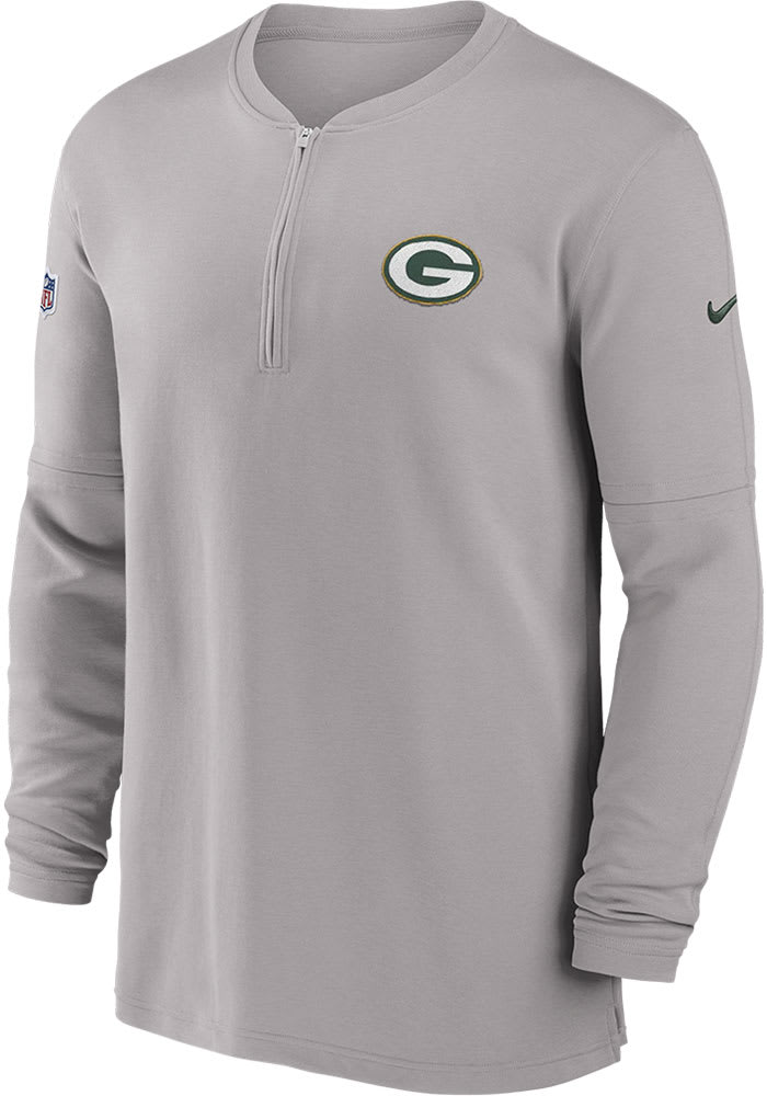 Nike Green Bay Packers Mens GREY Sideline Dri-Fit Pullover - 17326538