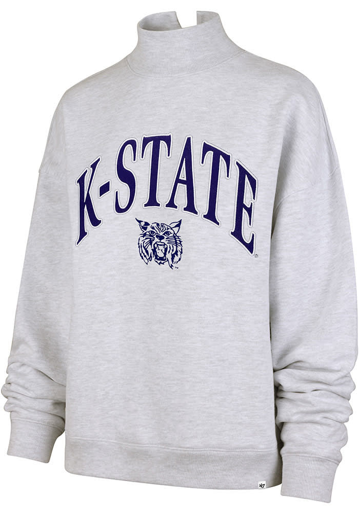 47 Womens GREY K-State Wildcats Vantage Mock Neck Long Sleeve Crew