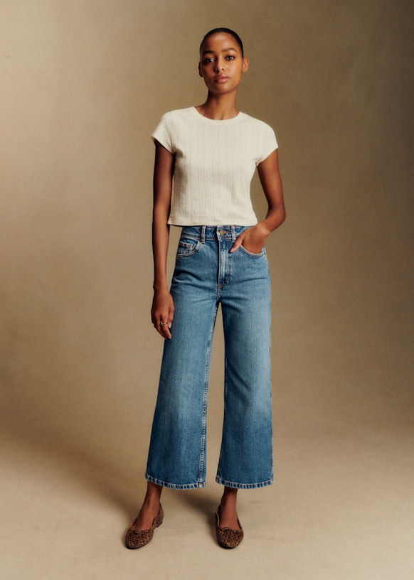 Le Crop - Denim Blue - Organic cotton - organic textile - Sézane