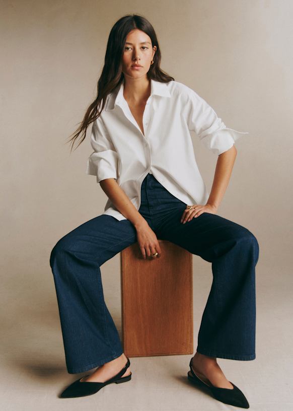 Marilis Shirt - Ecru with Blue Stripes - Organic cotton - organic