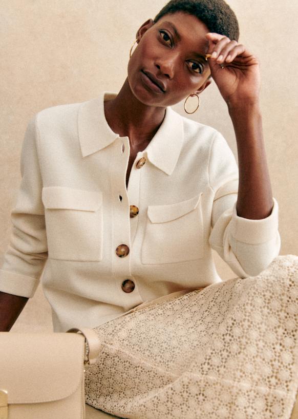 Betty カーディガン - ホワイト - メリノウール - Sézane