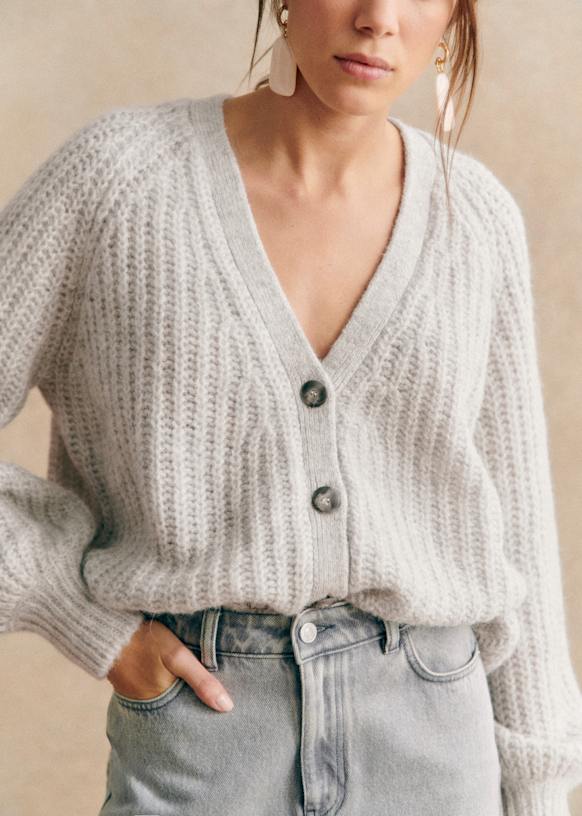 Basile Cardigan - Charcoal Grey - Alpaca - Sézane