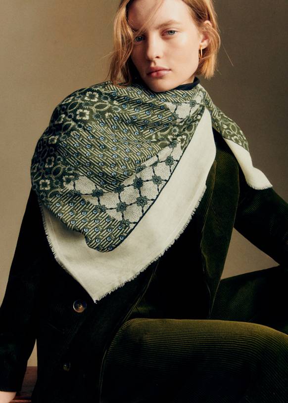 Pio スカーフ - Sézane x Antoinette Poisson - ブルーバード プリント