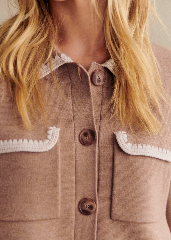 Betty カーディガン - キャメル/バニラ - メリノウール - Sézane