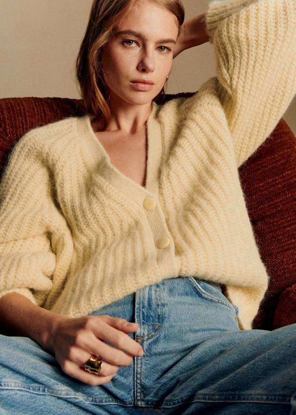 Basile Cardigan - Pastel yellow - Alpaca - Sézane