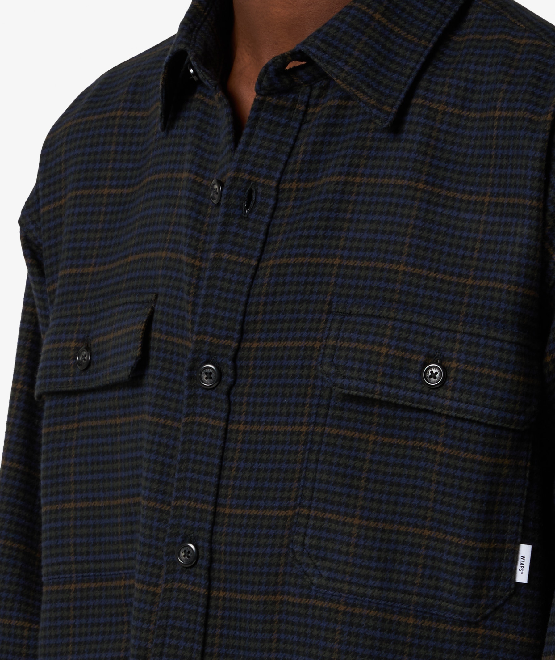 WTAPS Checked Work Shirt in Navy Blue | SVD USA