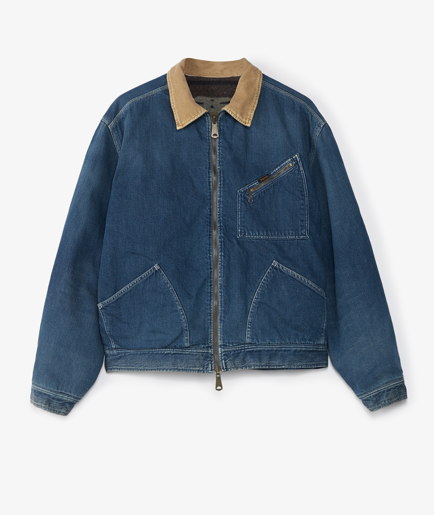 KAPITAL 11.5oz Denim Reversible Zip-Up Work Jacket in Blue | SVD USA