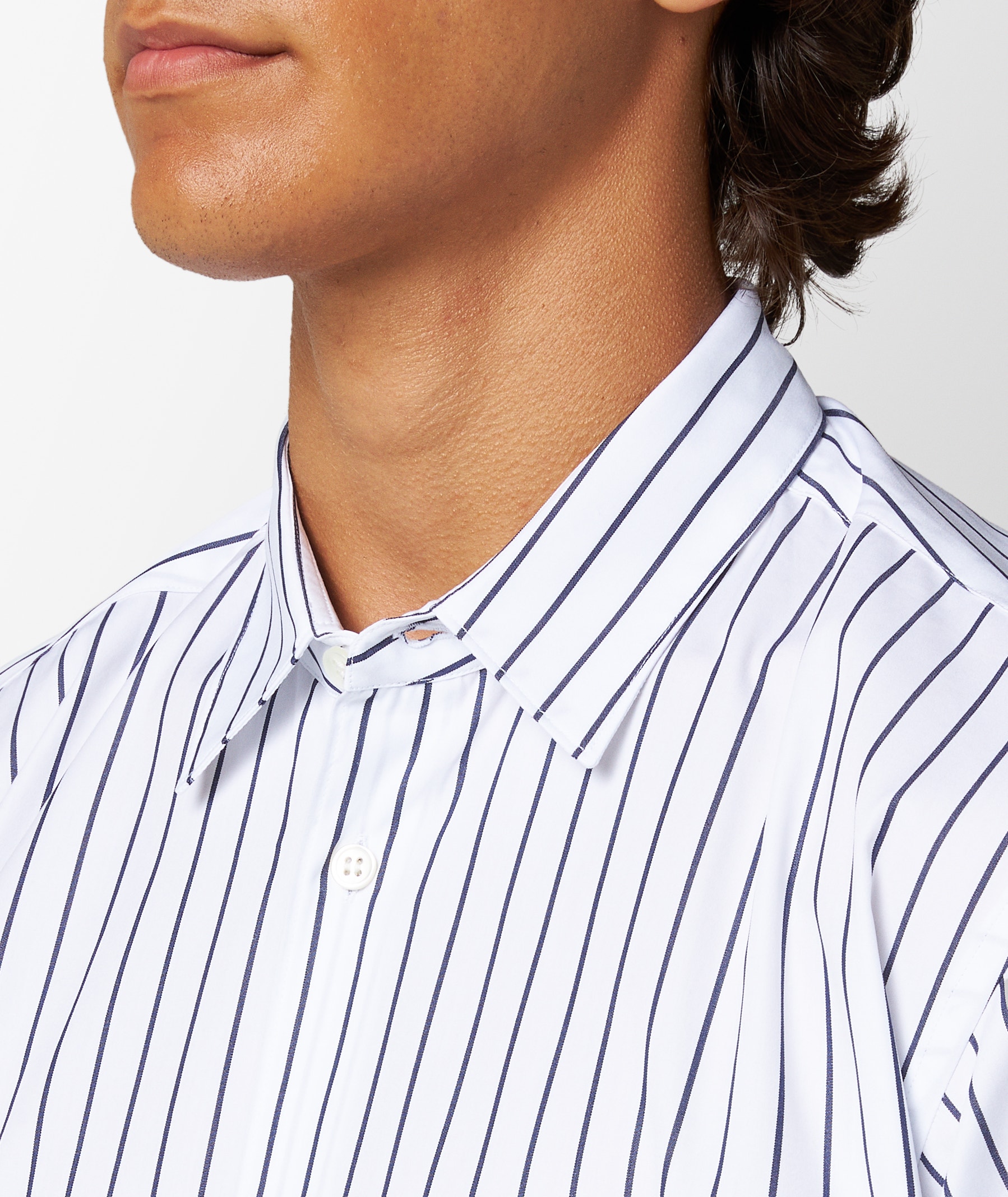 Comme des Garçons Shirt Striped Woven Shirt in White | SVD USA