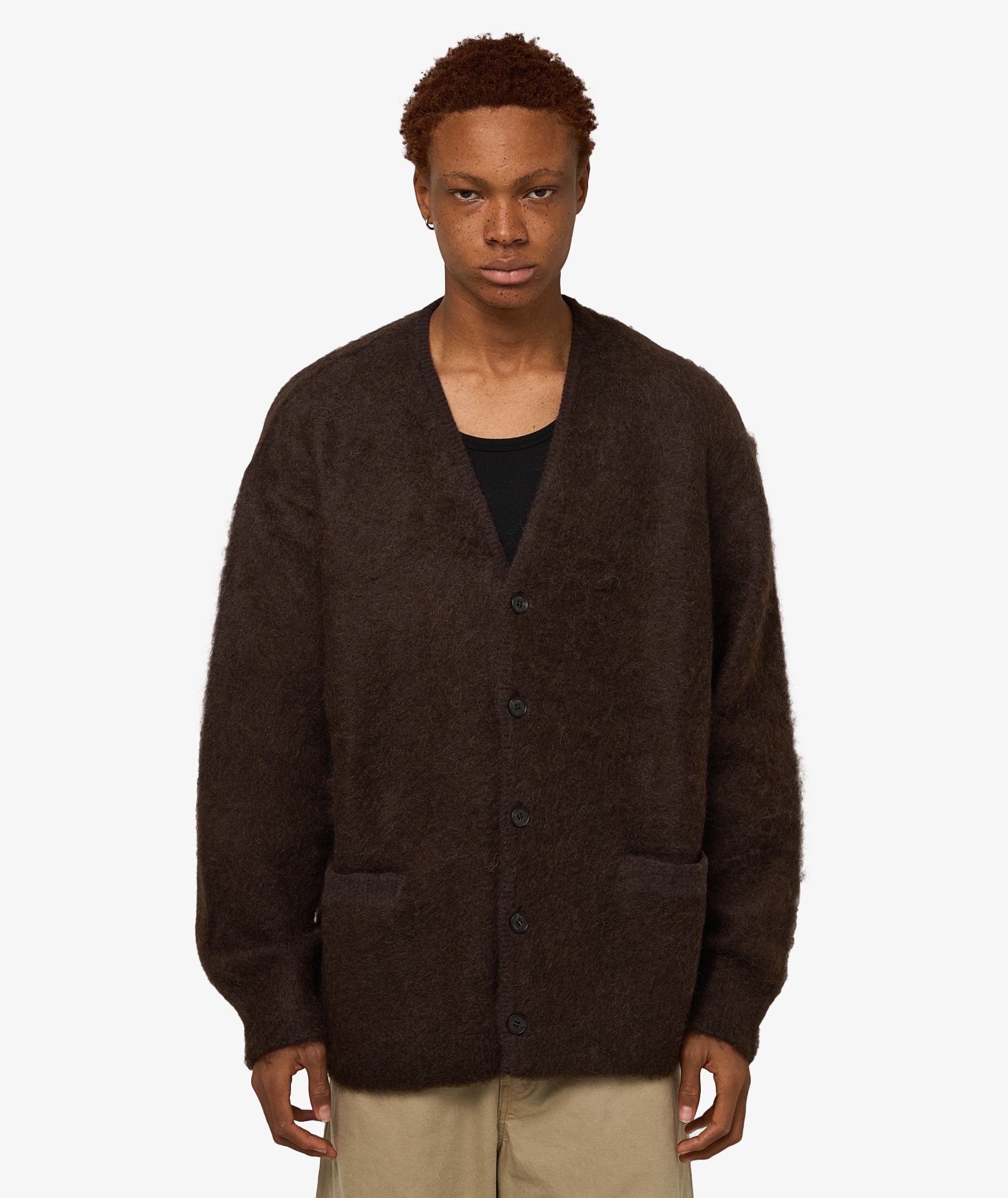 Comme des Garçons Homme Brushed Knit Cardigan | Dark Brown | SVD USA