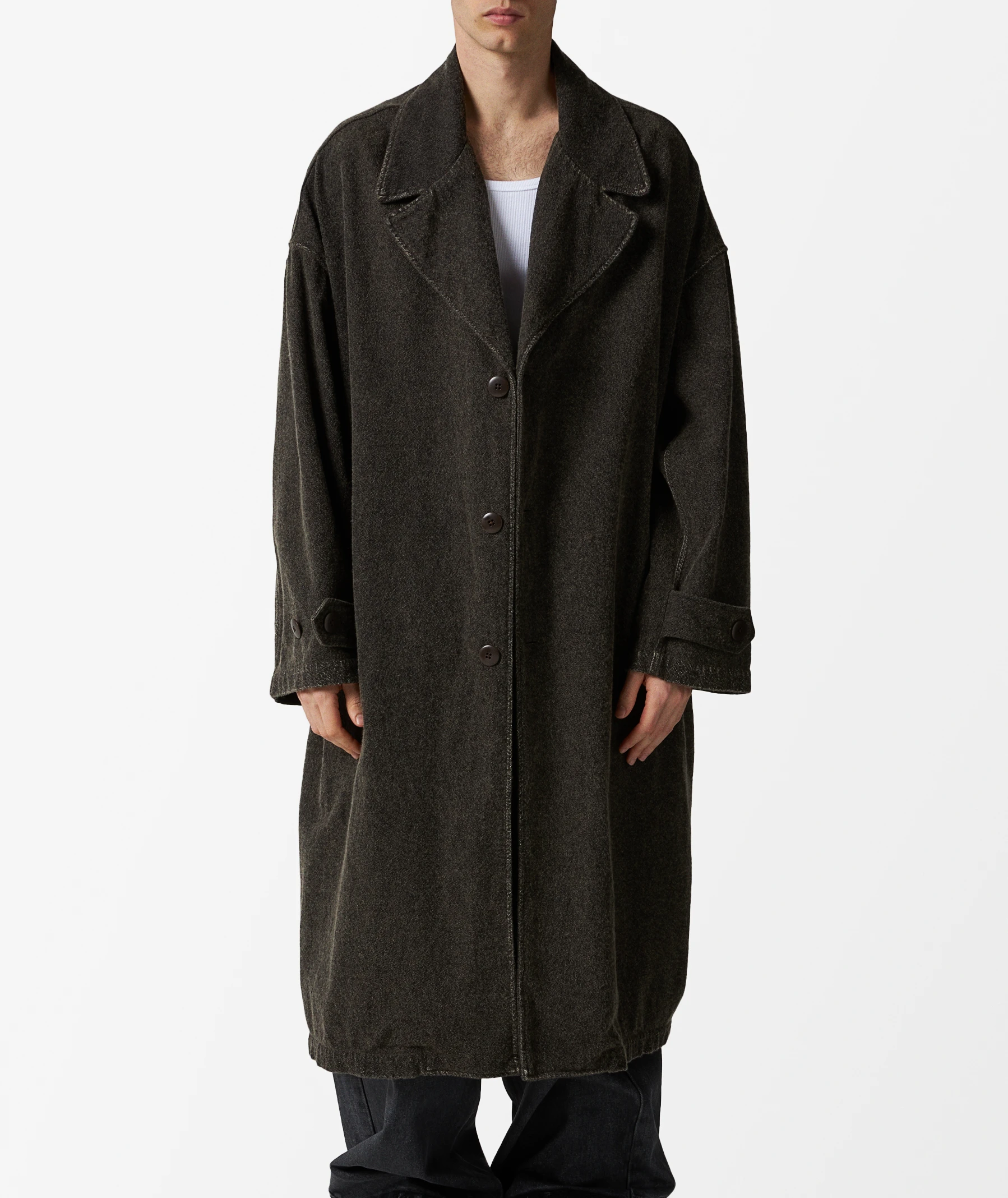 KAPITAL Twill Aging Wool Cavalier Coat in Gray | SVD USA