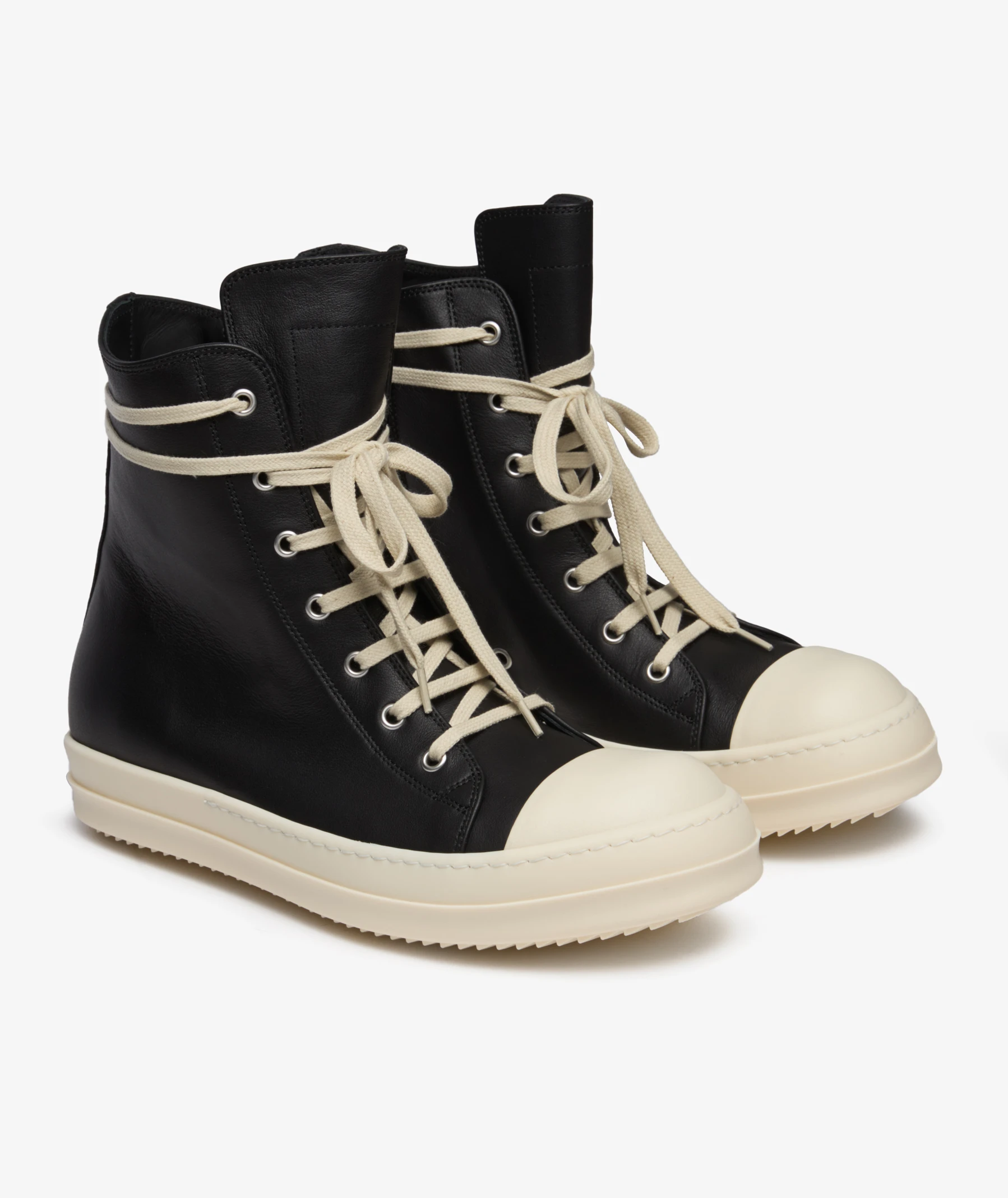 Rick Owens Leather Sneakers in Black | SVD USA