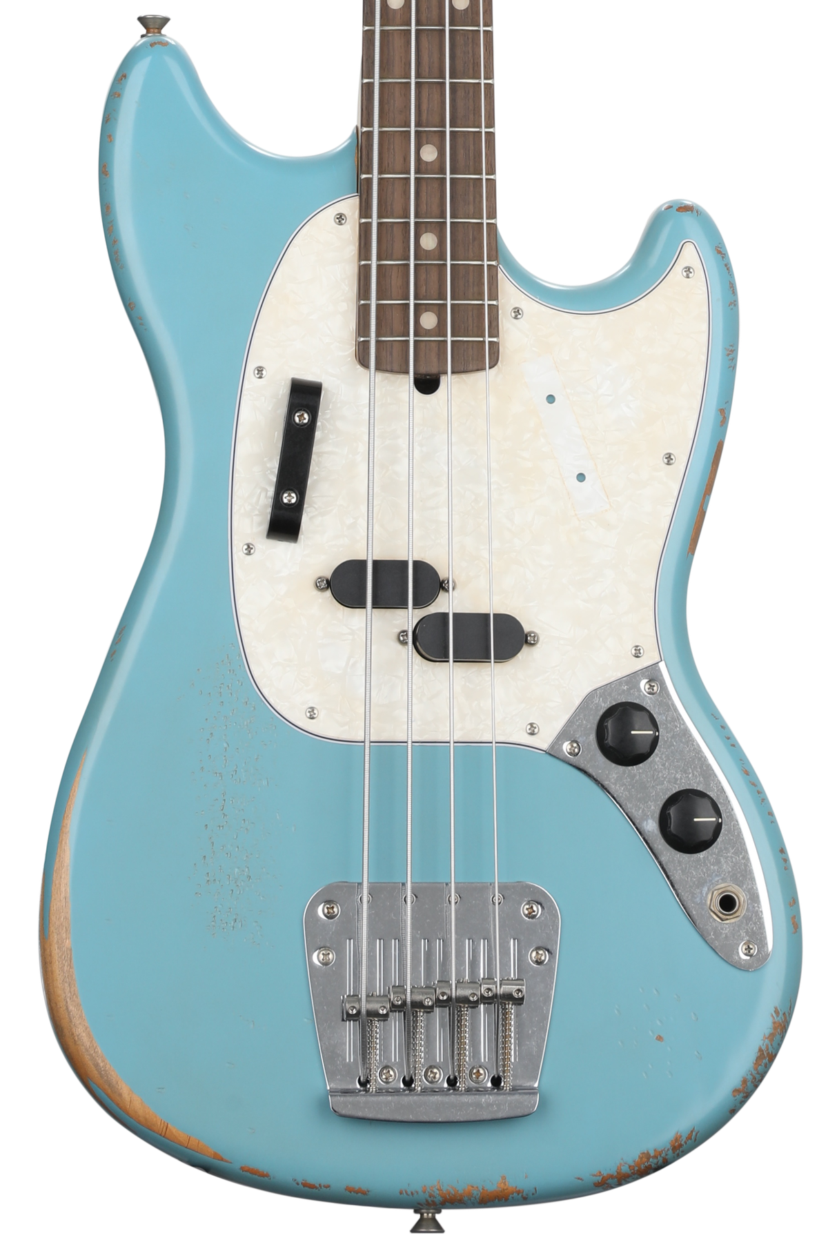 Fender JMJ Road Worn Mustang Bass Guitar - Faded Daphne Blue