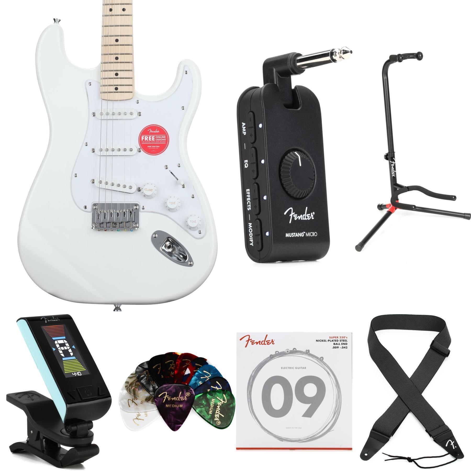 Squier Sonic Stratocaster HT Electric Guitar and Mustang Micro