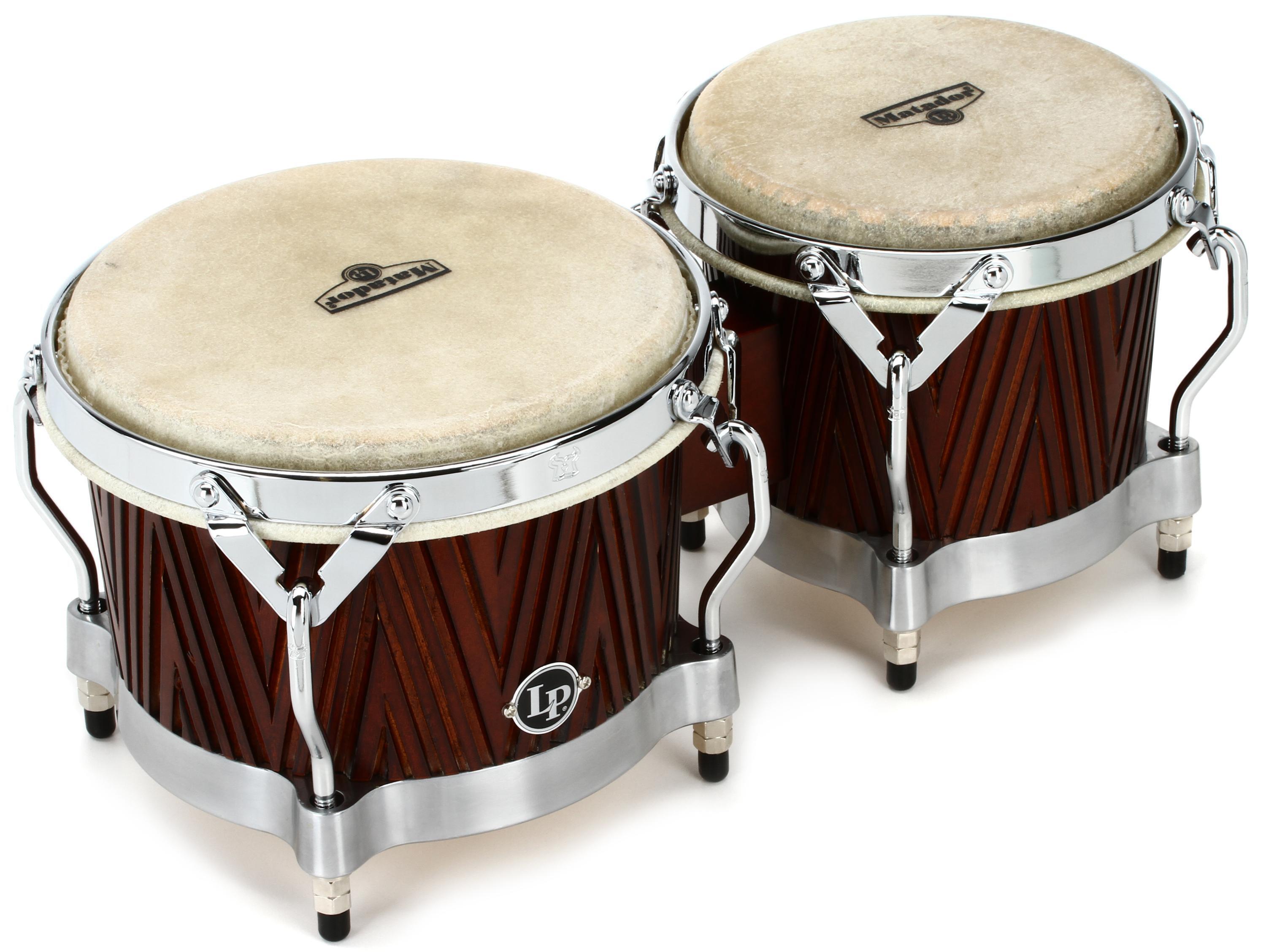 Latin Percussion Matador Wood Bongos - Red Carved Mango