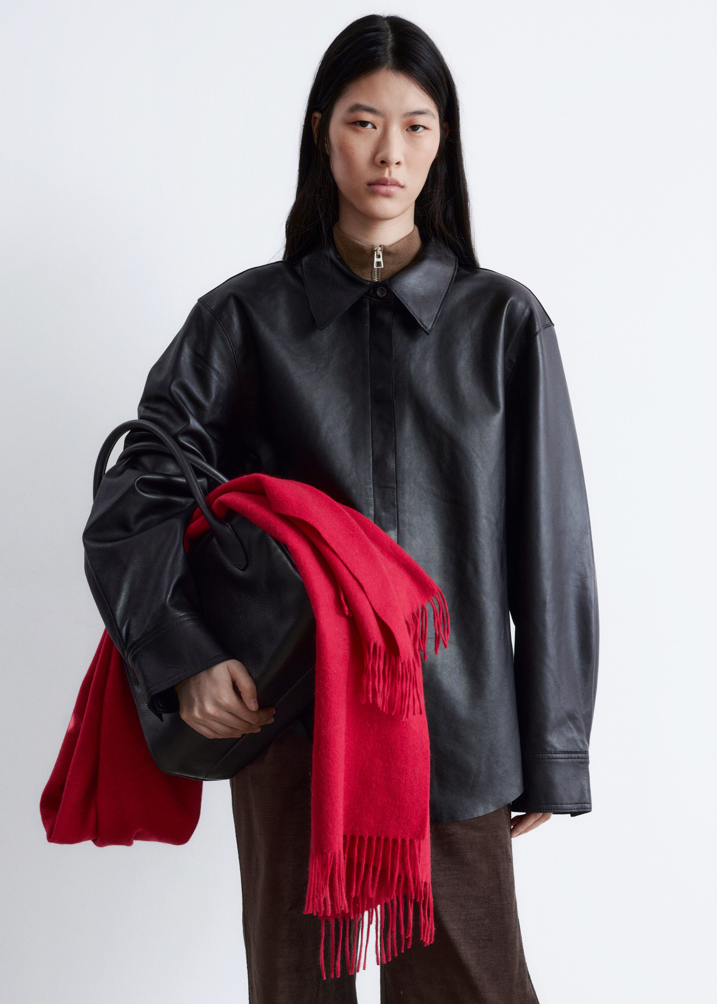Oversized Leather Shirt - Black - Shirts - & Other Stories BE