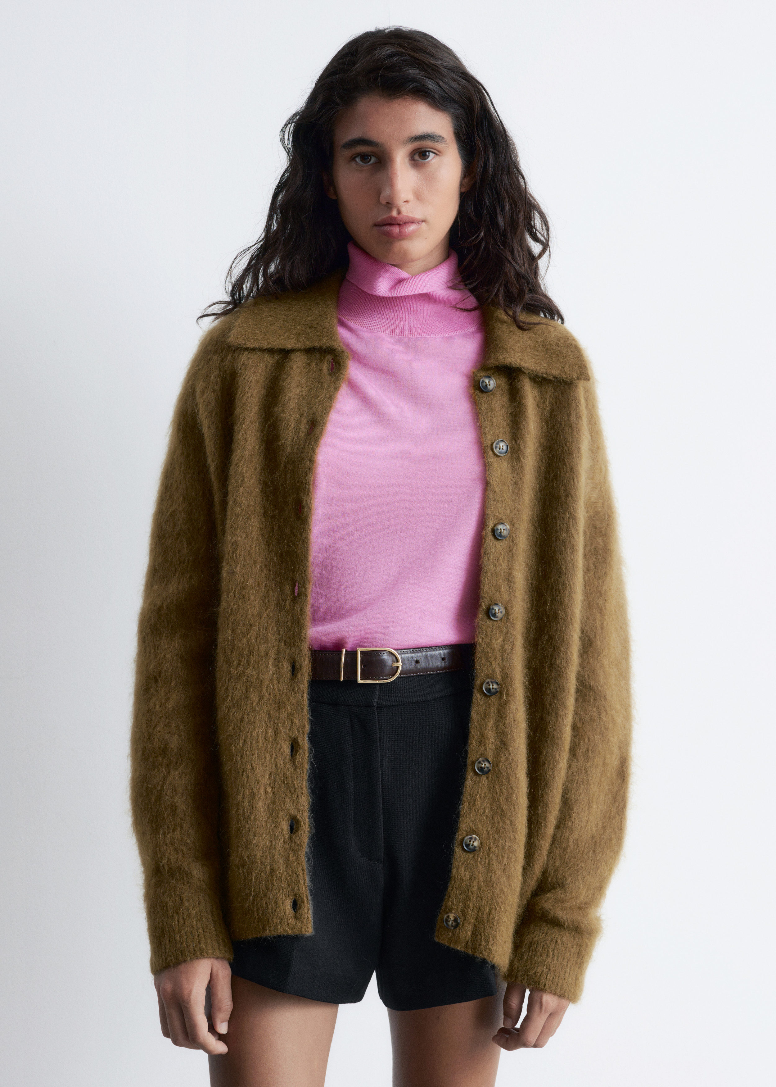 Brushed-Knit Oversized Cardigan - Olive Brown - & Other Stories US