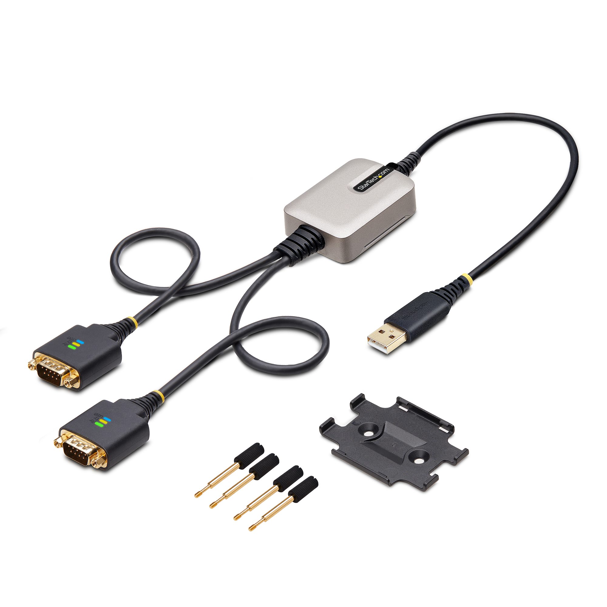 2ft (60cm) 2-Port USB to Serial Adapter Cable, Interchangeable DB9