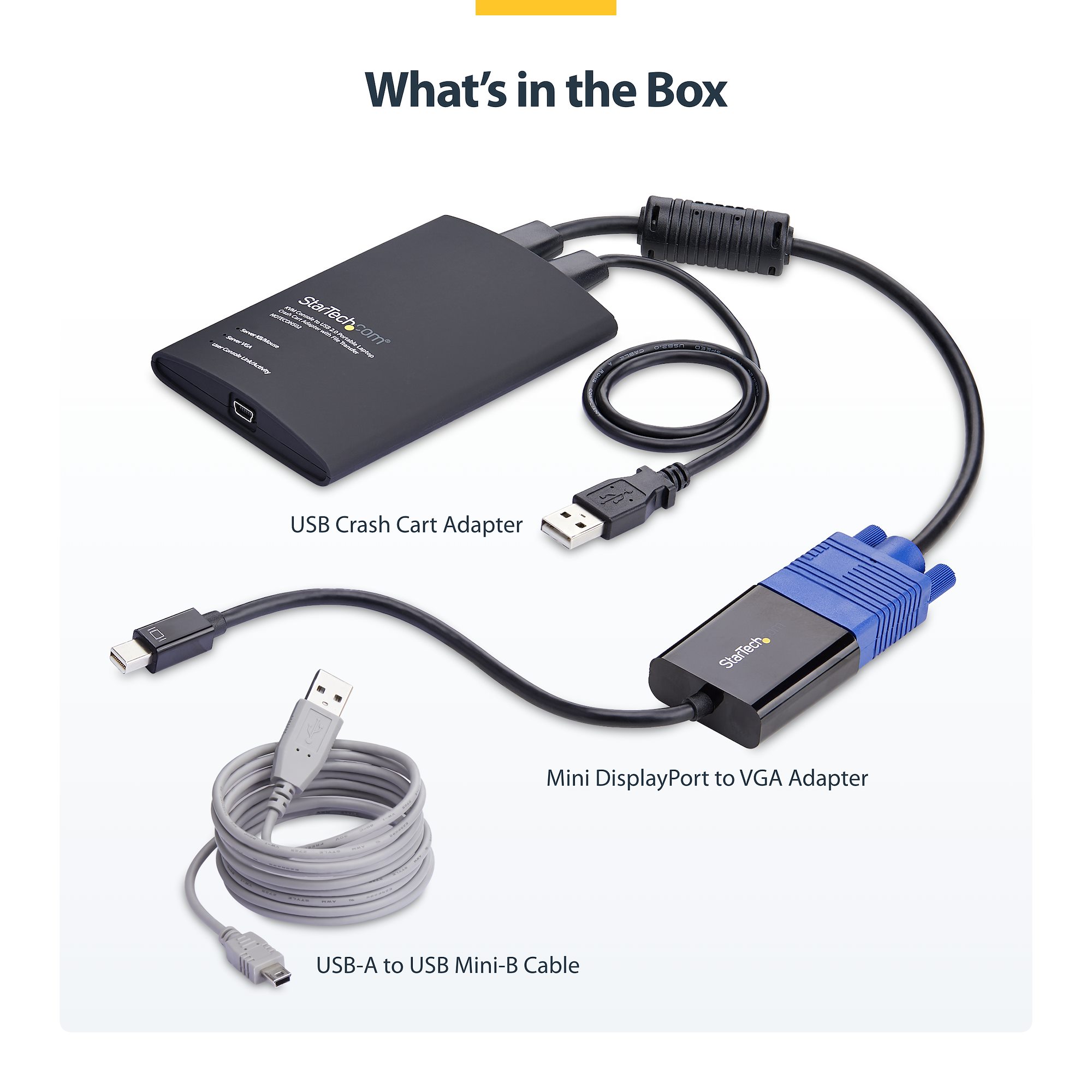 Portable Laptop Crash Cart Adapter, USB/VGA/Mini DisplayPort KVM