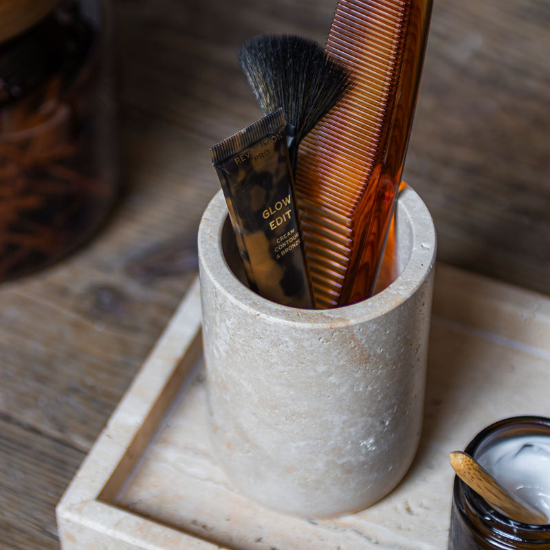 TRAVERTINE toothbrush holder, Linen – Mette Ditmer - International