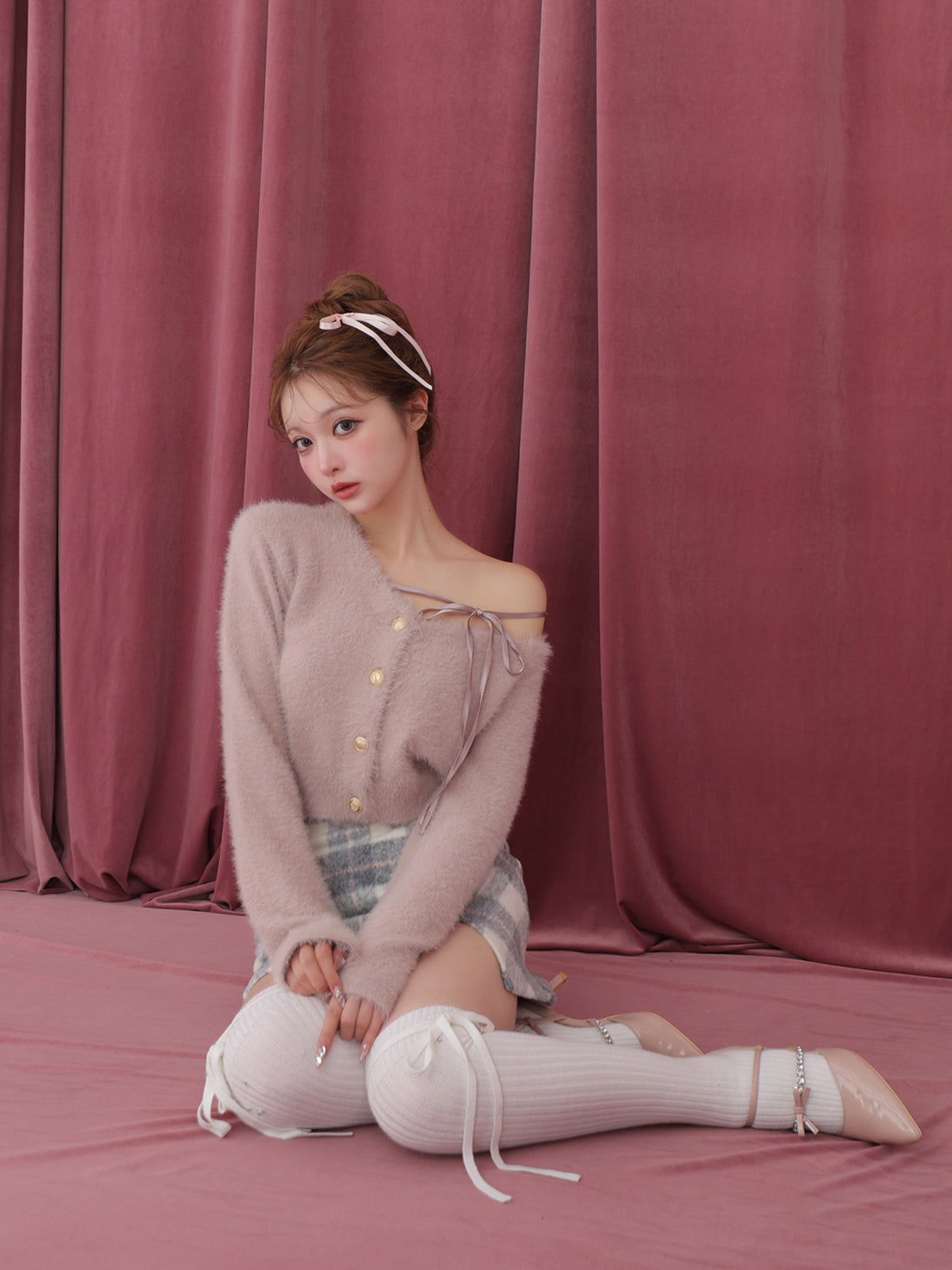 Pre Order】Light shaggy check mini skirt(eme10763) – M me eme