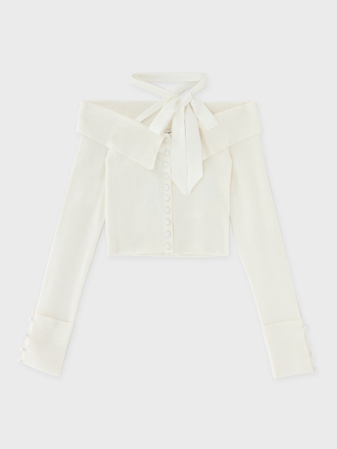 SALE】Decollete ribbon off shoulder knit tops(eme10371) – M me eme