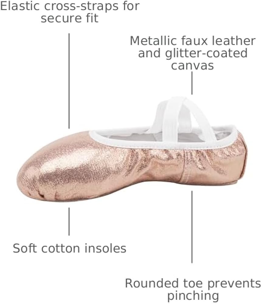 Amazon.com: Stelle Ballet Shoes for Girls Glitter | Metallic Faux