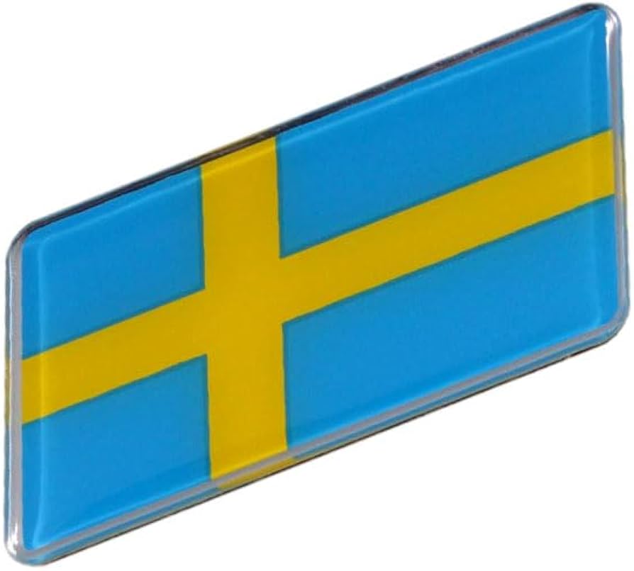 Amazon | エンブレム スウェーデンカラー ボルボなどに最適 アルミ製