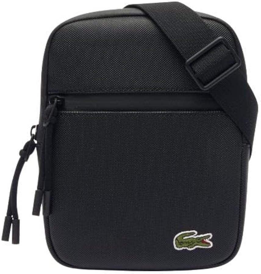 Amazon.com: Lacoste Mens LCST Small Flat Crossbody Bag, Black, One
