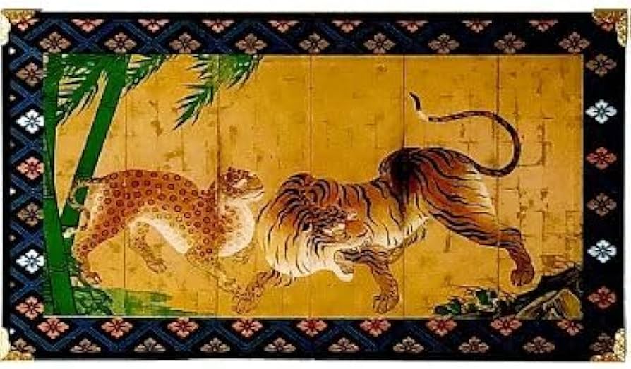 Amazon.co.jp: ミニ屏風 妙心寺虎図 狩野山楽作 名画屏風小 二曲一双