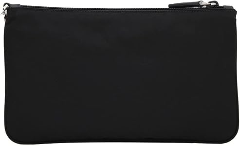 Prada Black Tessuto Nylon Pouch Case Clutch w Silver Prada Logo