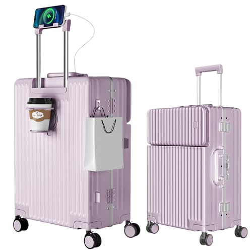 ストッパー付き フロントオープン スーツケース アルミフレーム」の