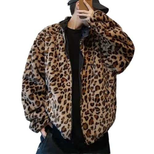 Amazon.com: Hesaco Unisex Reversible Leopard Faux Fur Jacket Y2k