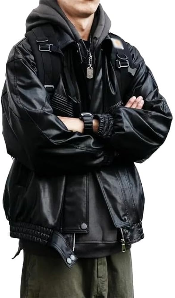 Leder Fashions Men's Classic Japanese Style Black Genuine Leather