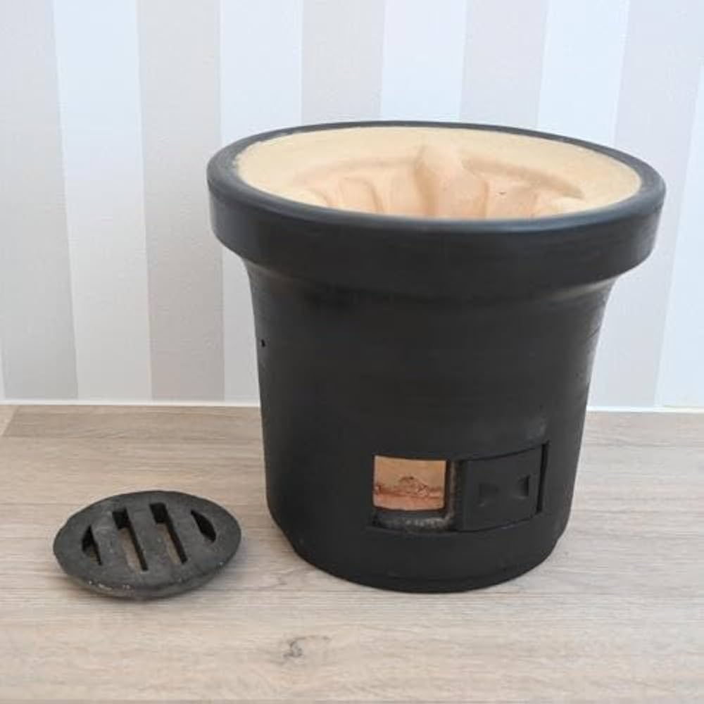 Amazon.co.jp: 三河焼七輪黒二重構造しちりん 黒七輪 本格焼肉 おうち