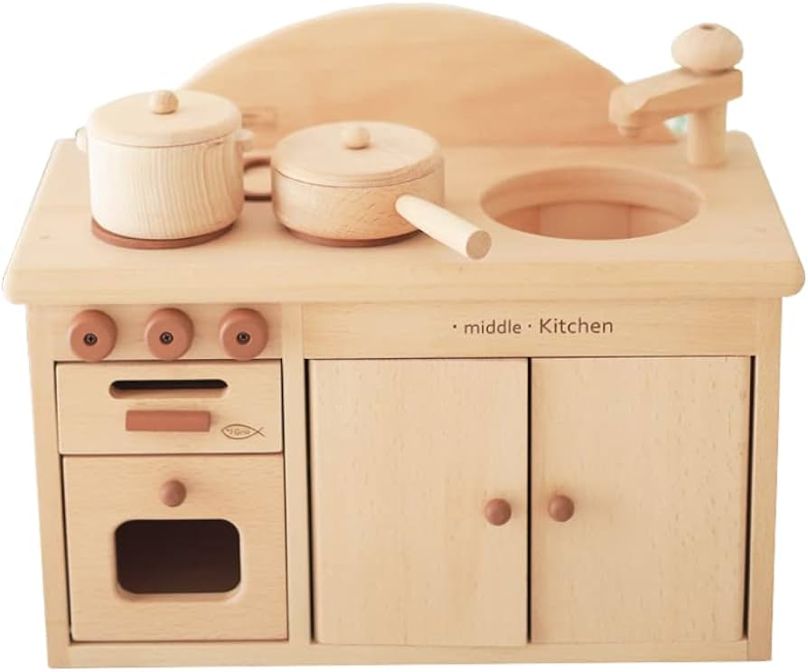 Amazon | 木製おもちゃのだいわ ミドルキッチンセット（ブラウン