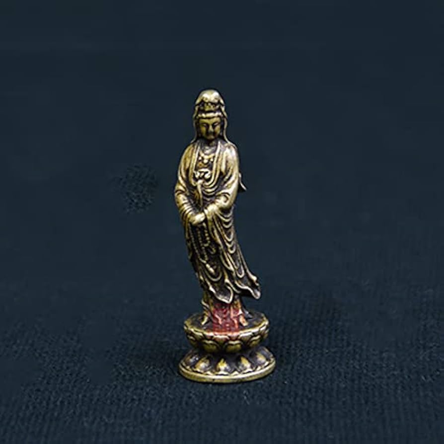 Amazon｜【仏像】 ミニ 観音像 真鍮製 【ミニチュア仏像：観音菩薩立像
