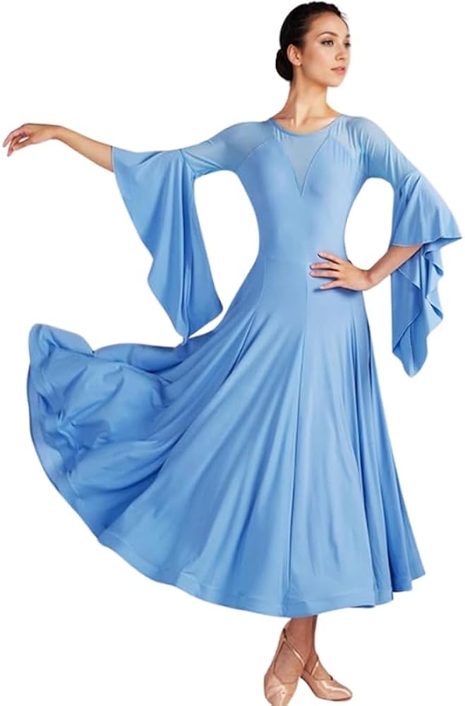 Amazon.co.jp: [LNIGHT] 社交ダンスドレス 練習着 メッシュ フリル袖