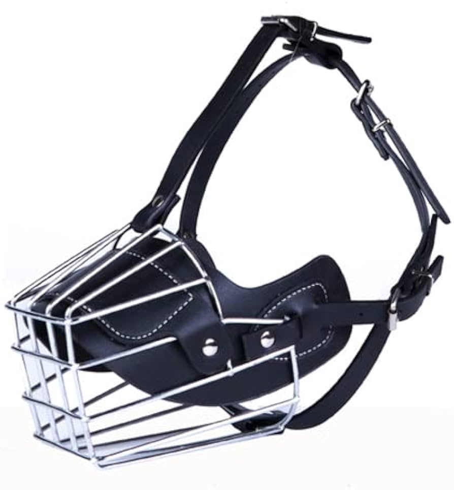 Amazon | ペット用 口輪 プロ・高級レザーと鉄のマスクの組合 噛みつき