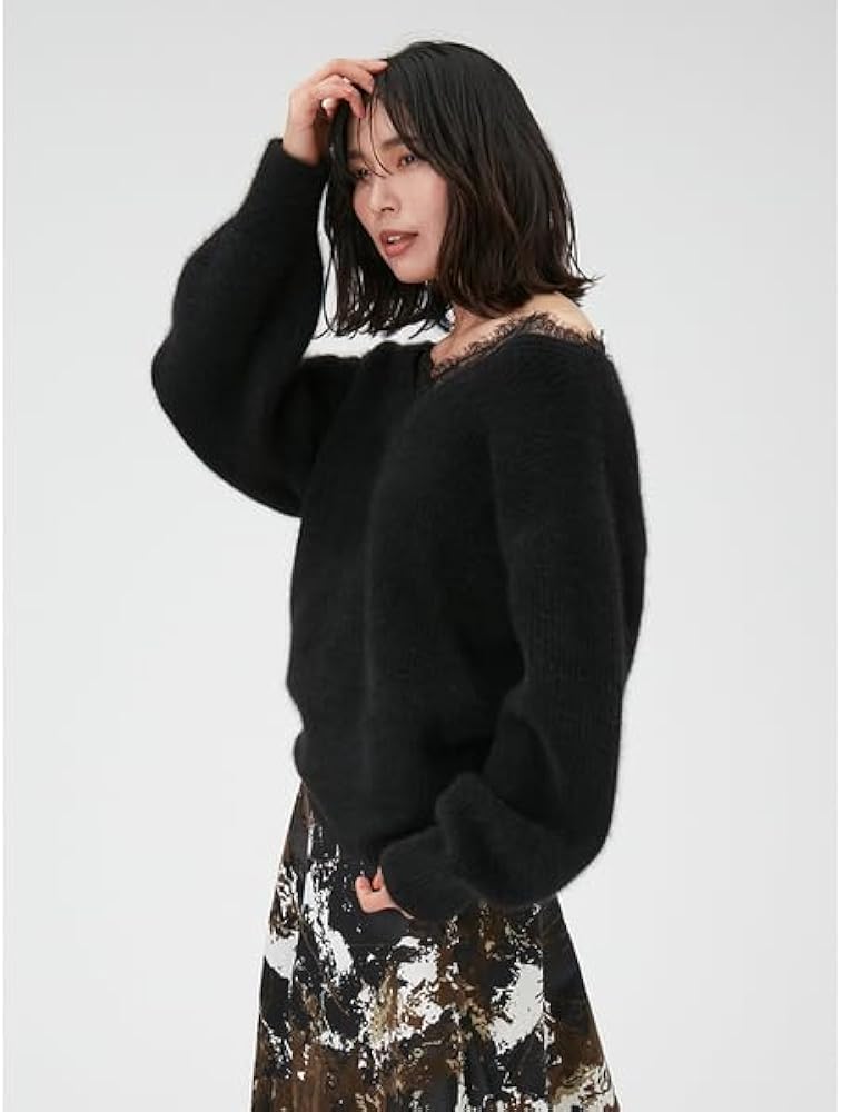 Amazon | [フレイ アイディー] レーストリムラクーンニット | セーター