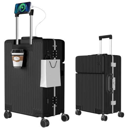 ストッパー付き フロントオープン スーツケース アルミフレーム」の