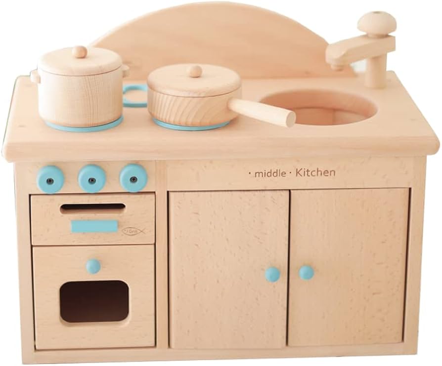 Amazon | 木製おもちゃのだいわ ミドルキッチンセット（ブルー