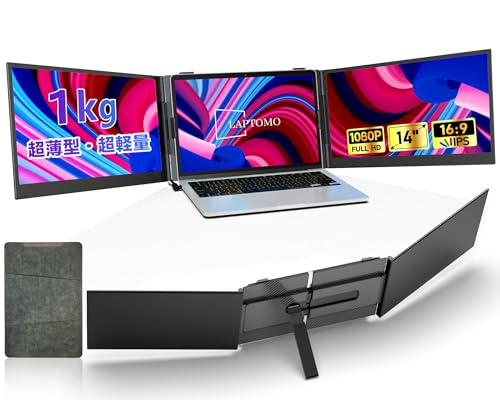 Amazon.co.jp: Laptomo トリプルモニター 14インチ ケーブル1本で接続