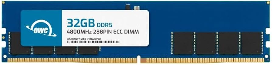 OWC 32GB DDR5 4800 PC5-38400 CL40 2Rx8 288-pin 1.1V ECC Unbuffered